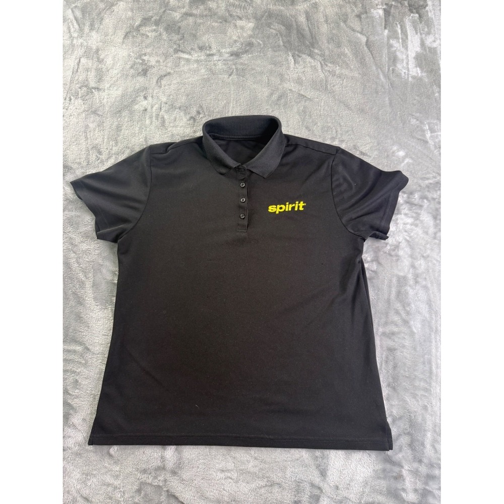 Spirit Airlines Employee Uniform Polo Shirt Black Yellow Logo Men Size L